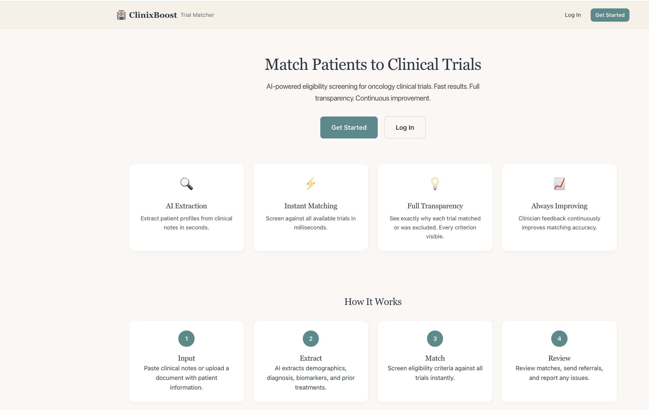ClinixBoost trial matching — start in seconds