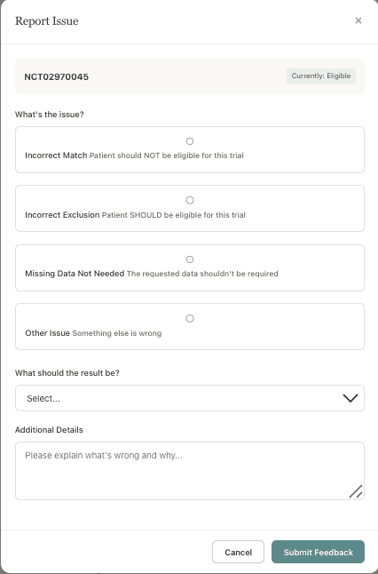 ClinixBoost trial matching — clinician feedback loop